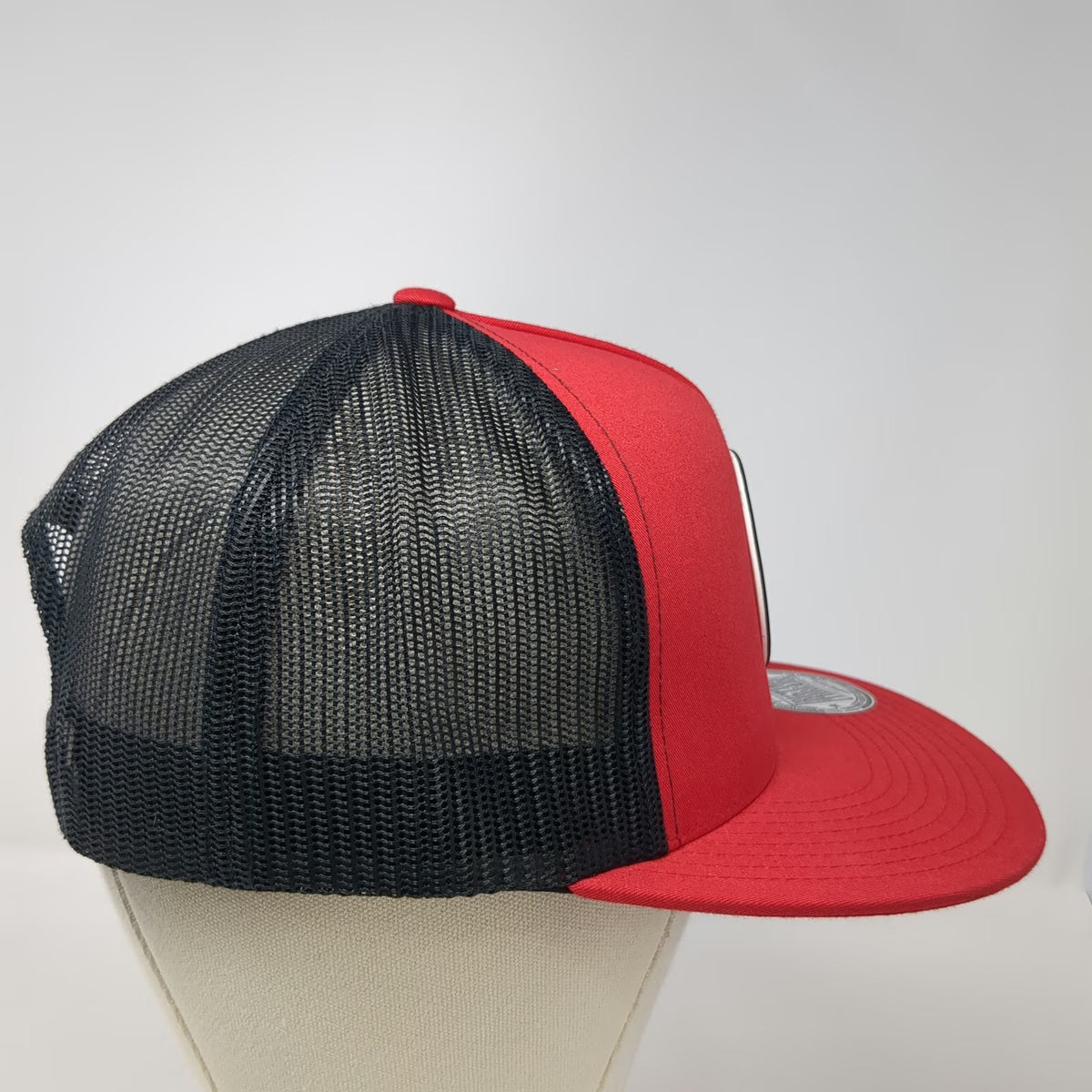 Trucker Hat Red One Size Star Logo Underbrim Graphic Snapback Mesh