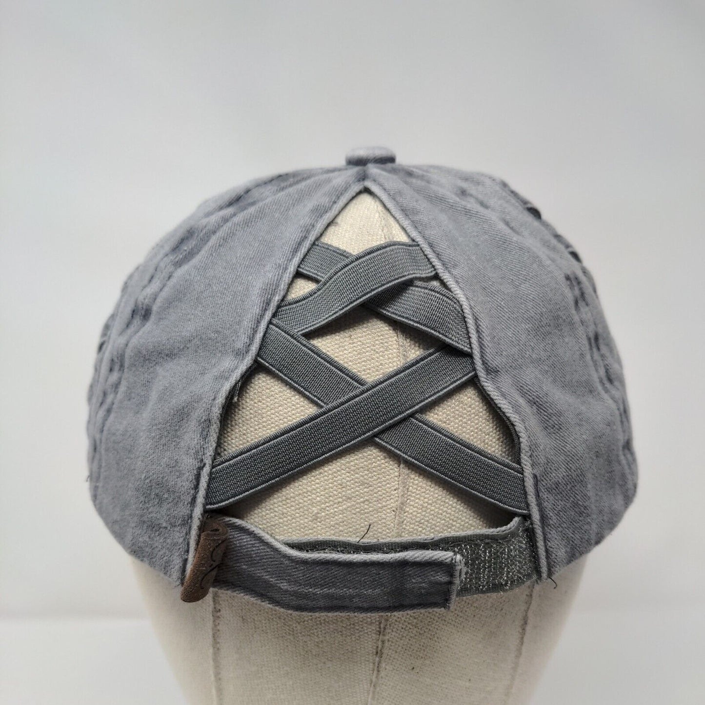 C.C. Exclusive Crisscross Strapback Hat Gray OS Adjustable Breathable Blank