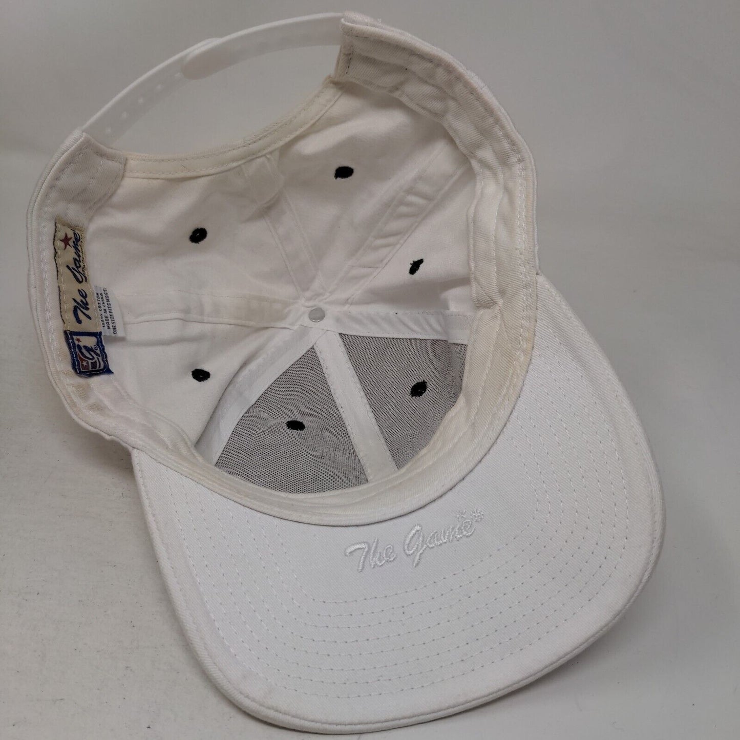 Skull Snapback Hat White OSFM Embroidered Vent Holes 6 Panel The Game