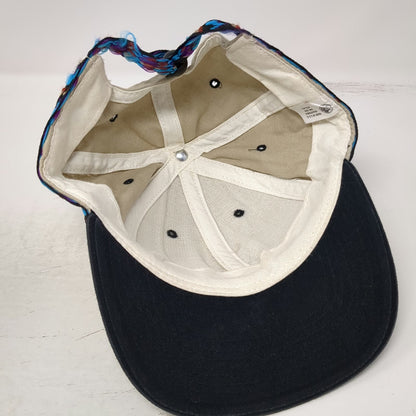 Baseball Cap Beige OS Aztec Woven Band Toggle Made USA Strapback Hat Vintage