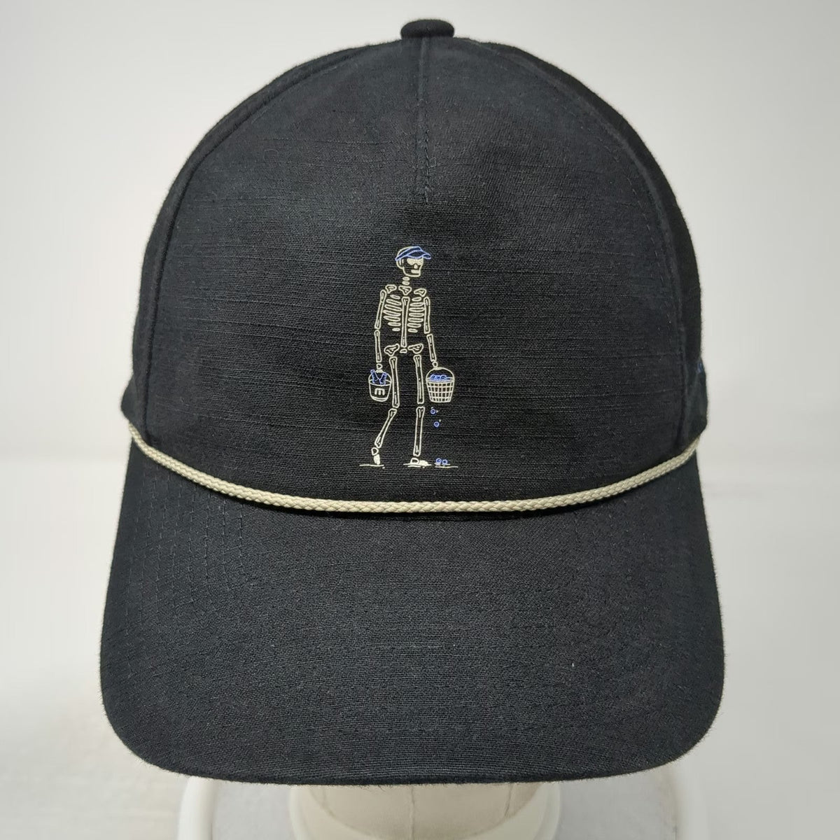 TravisMathew 5 Panel Black Hat One Size Buckets Skeleton Rope Snapback Golf