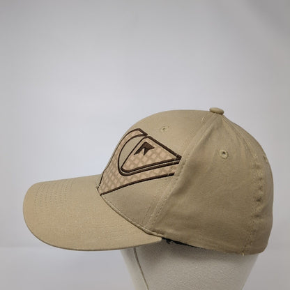 Quiksilver Fitted Hat Tan One Size Lightweight Embroidered Vented Holes 6 Panel