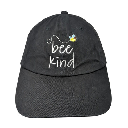 Bee Kind Strapback Hat Black One Size Embroidered 6 Panel Outdoor
