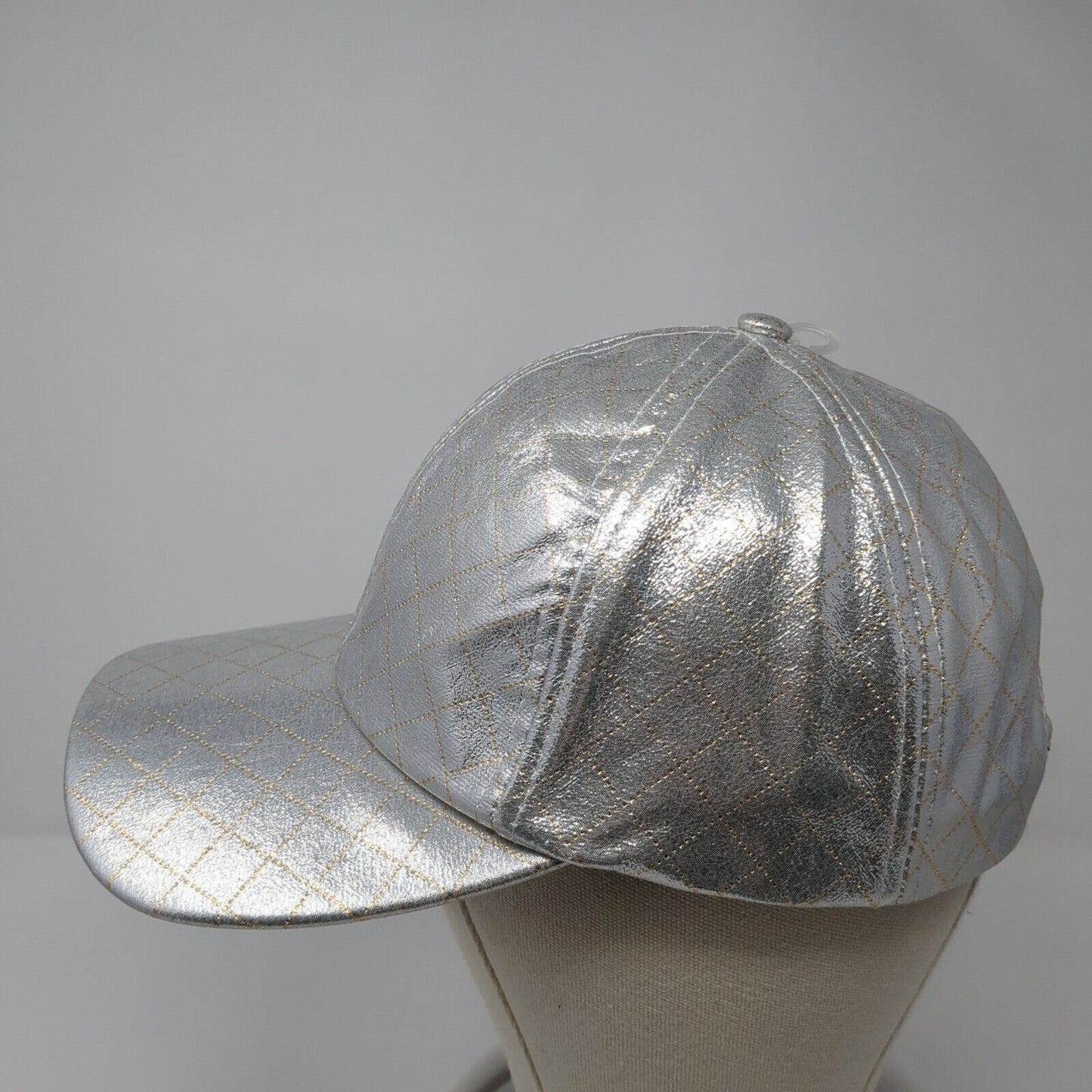 Bongo Snapback Hat Silver One Size Adjustable Metallic Diamond 6 Panel