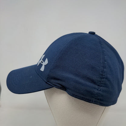 Under Armour Men's Fitted Hat Blue Size L/XL 3D Logo Spell Out Distressed