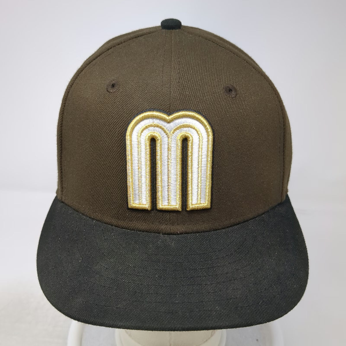 New Era Mexico World Baseball Classic Brown Black Cap 7 3/8 Flat Brim Fitted Hat