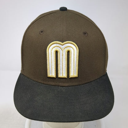 New Era Mexico World Baseball Classic Brown Black Cap 7 3/8 Flat Brim Fitted Hat