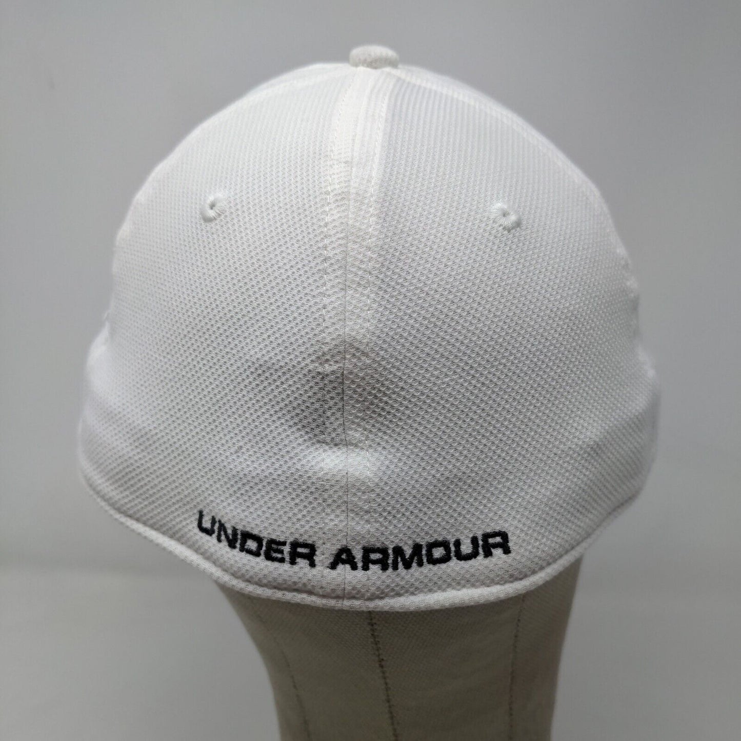 Under Armour Men's Fitted Hat White Size L/XL Embroidered Logo Spell Out