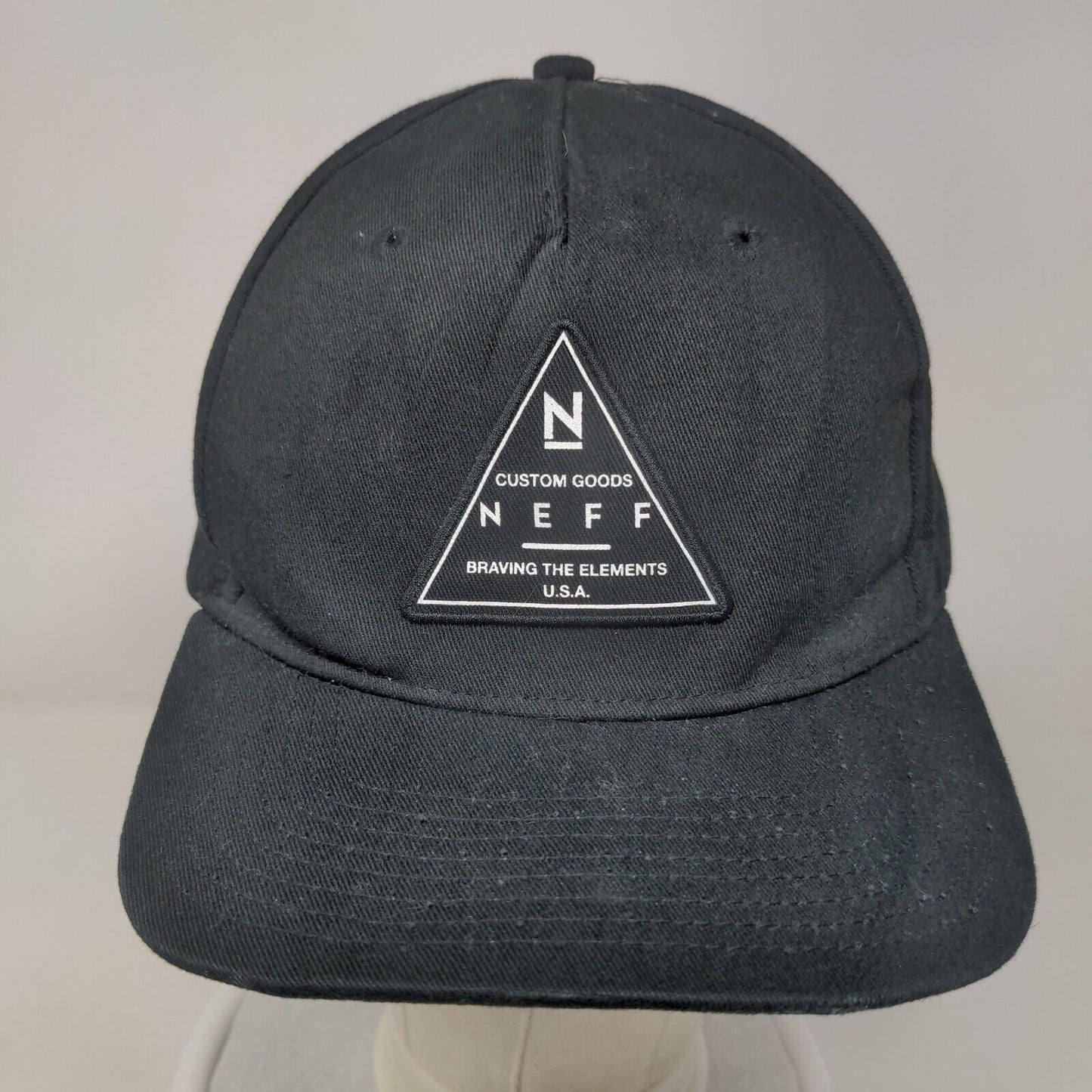 Neff Patch Snapback Hat Black One Size Adjustable Solid Vent Holes