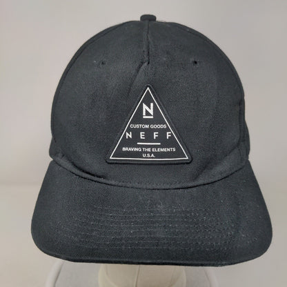 Neff Patch Snapback Hat Black One Size Adjustable Solid Vent Holes