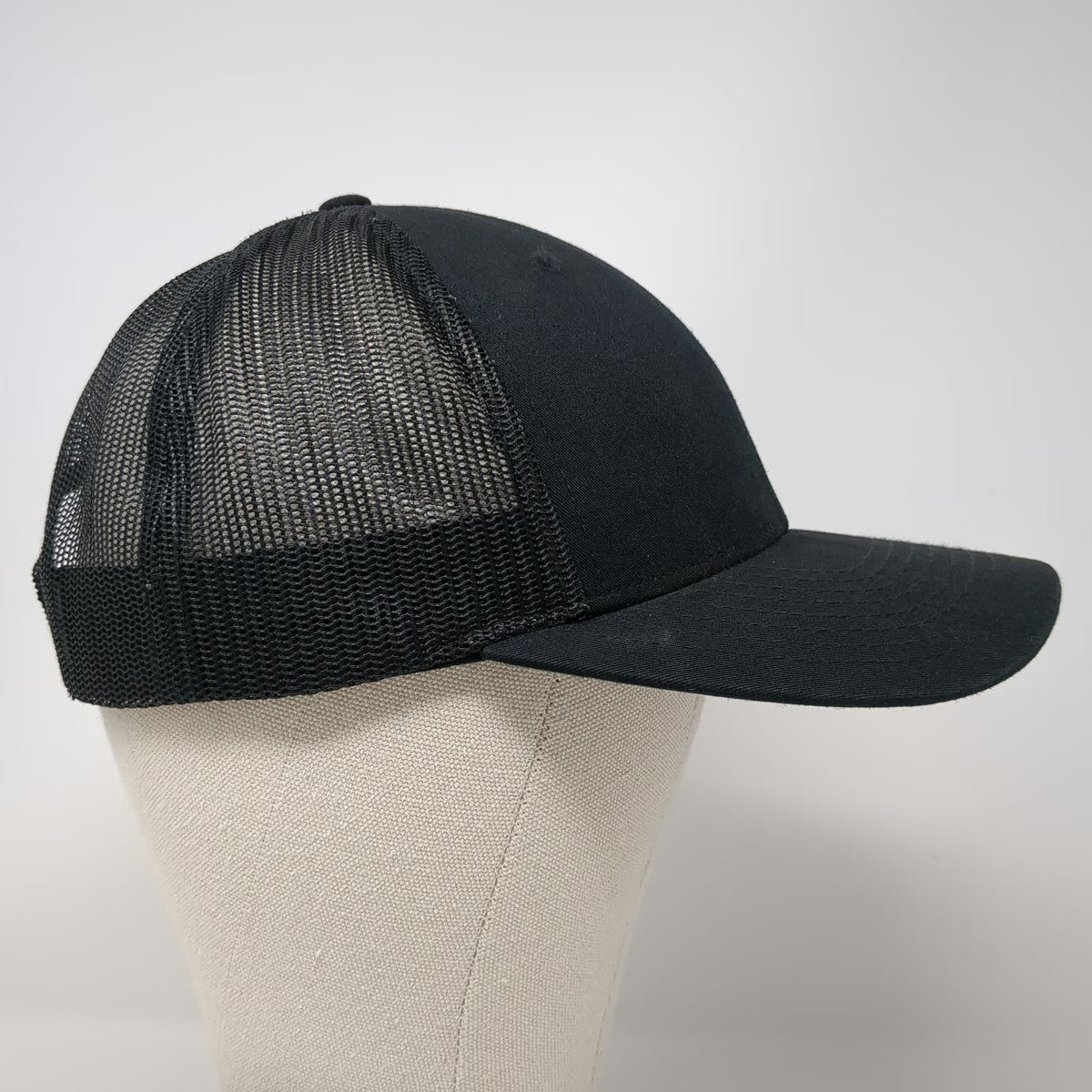 Richardson Trucker Hat Black L Power-Pole Tonal P Logo Mesh Snapback Baseball