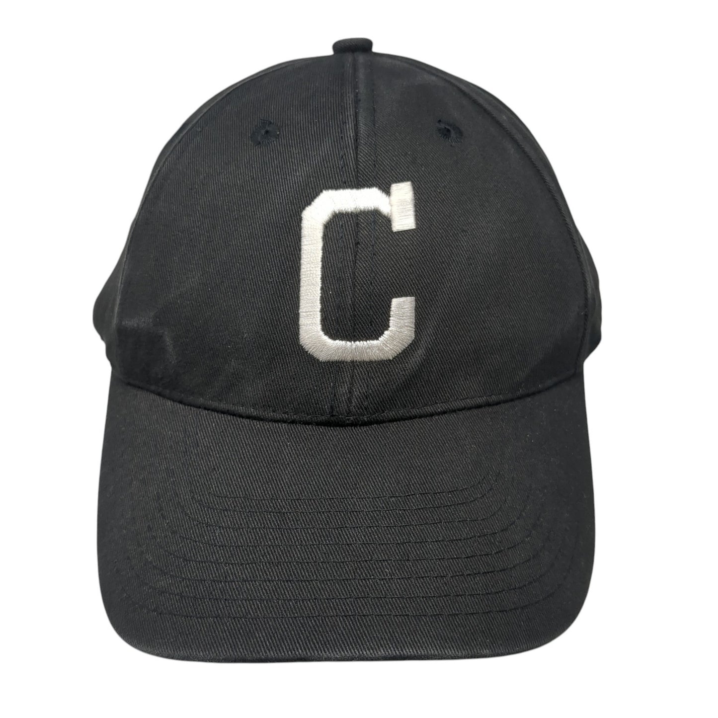 Letter C Strapback Hat Black One Size Adjustable Embroidered Solid TCK