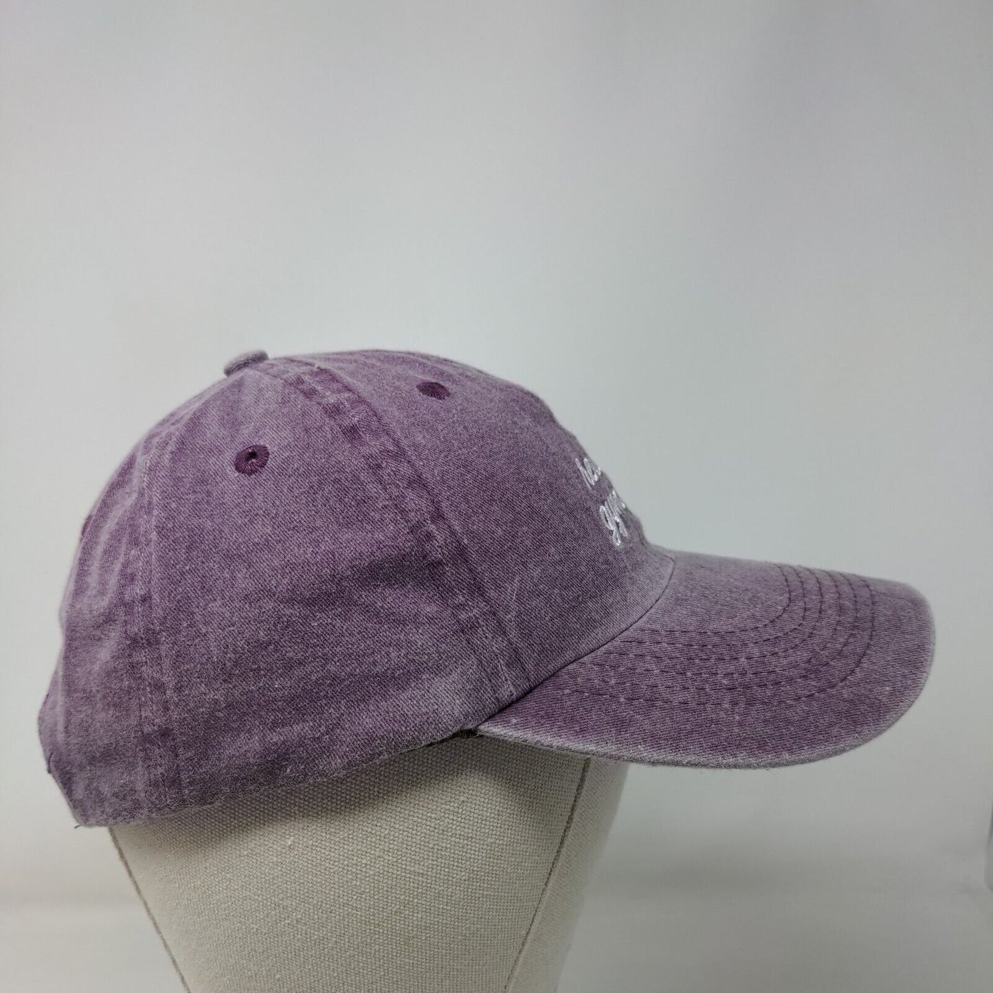 Resting Gym Face Strapback Hat Purple OSFA Adjustable Embroidered Vented Holes