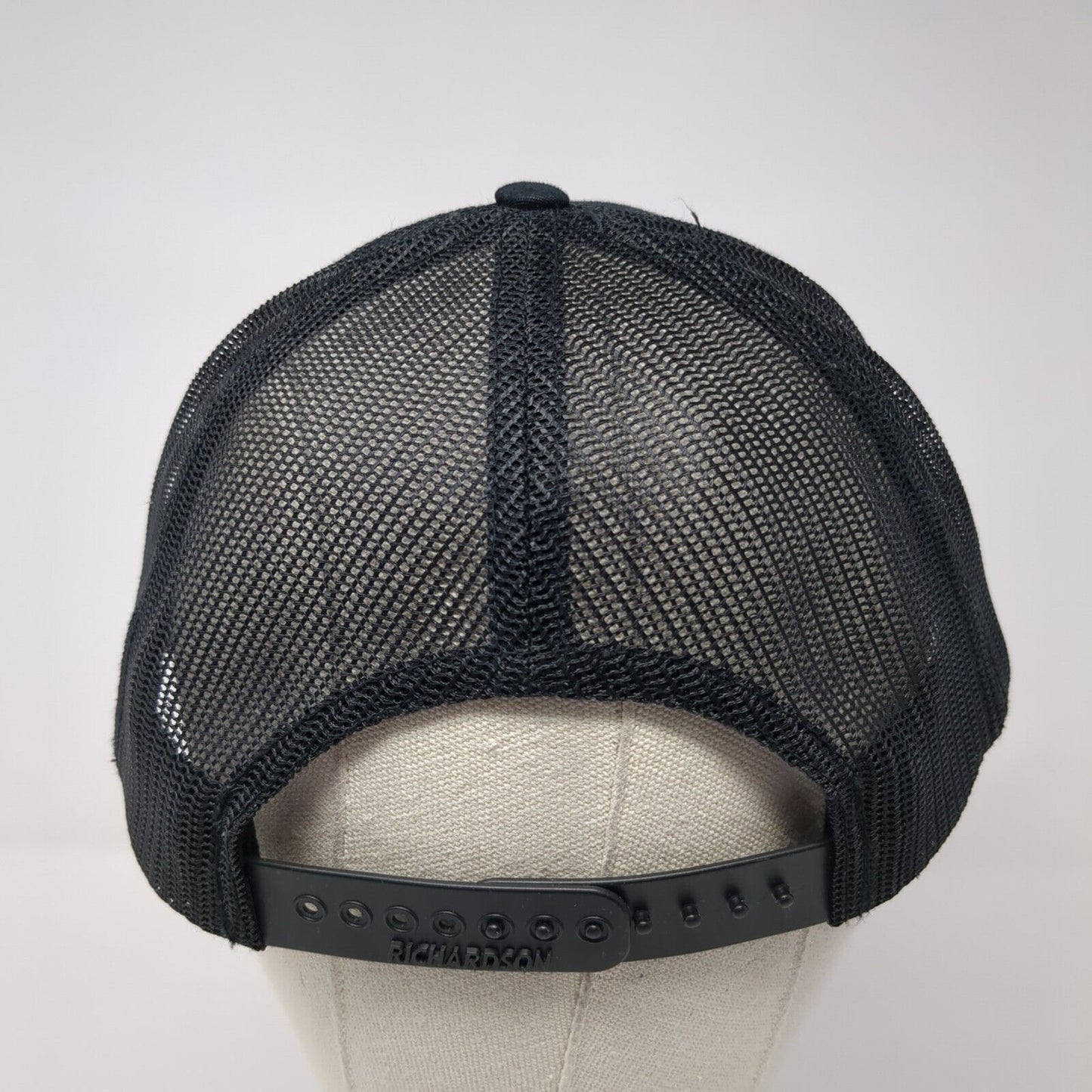Richardson Snapack Mesh Back Trucker Hat Black One Size Logo Embroidered