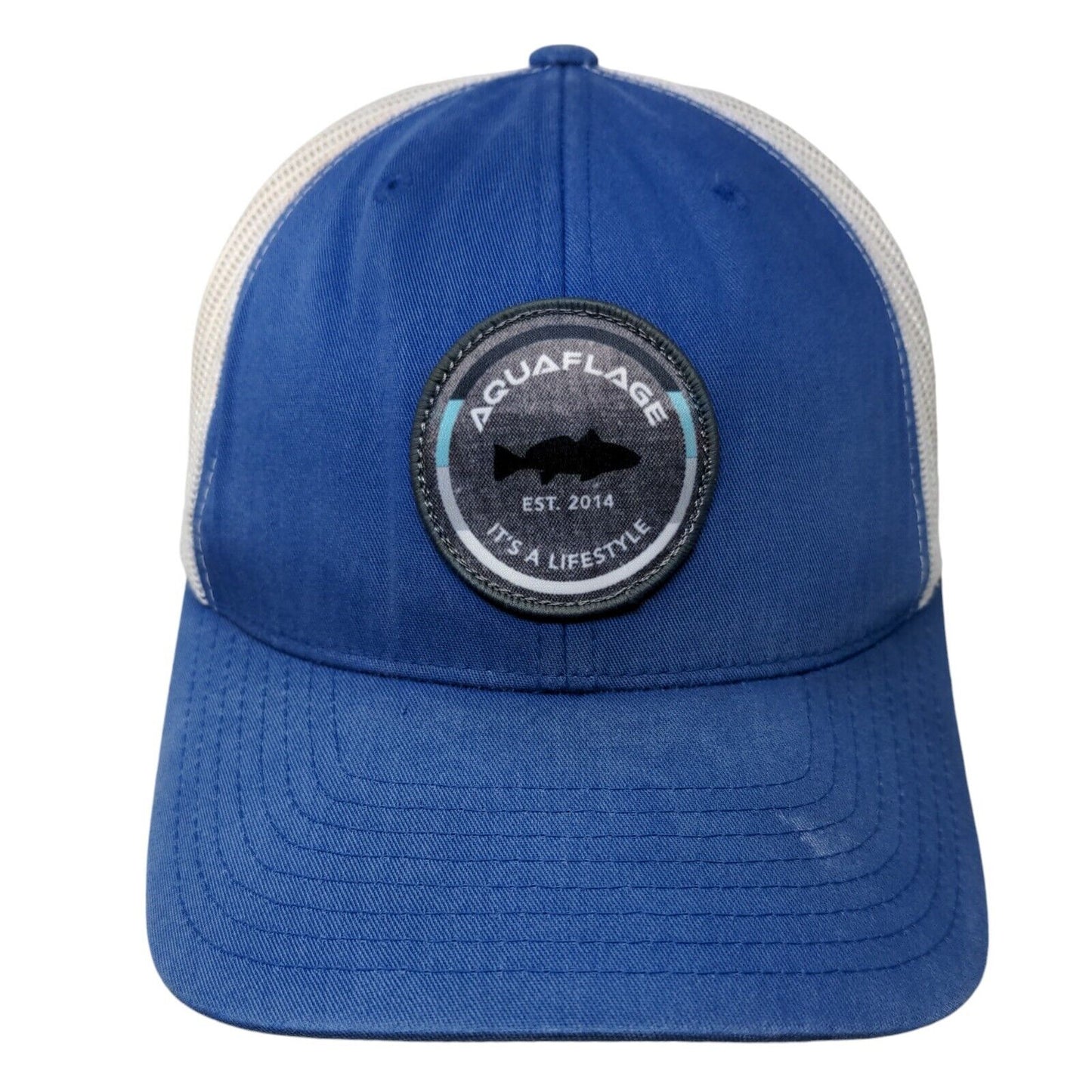 Aquaflage Est. 2014 It's A Lifestyle Trucker Hat Blue One Size Mesh Back Yupoong
