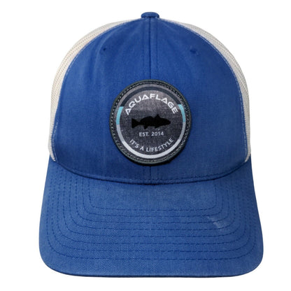 Aquaflage Est. 2014 It's A Lifestyle Trucker Hat Blue One Size Mesh Back Yupoong