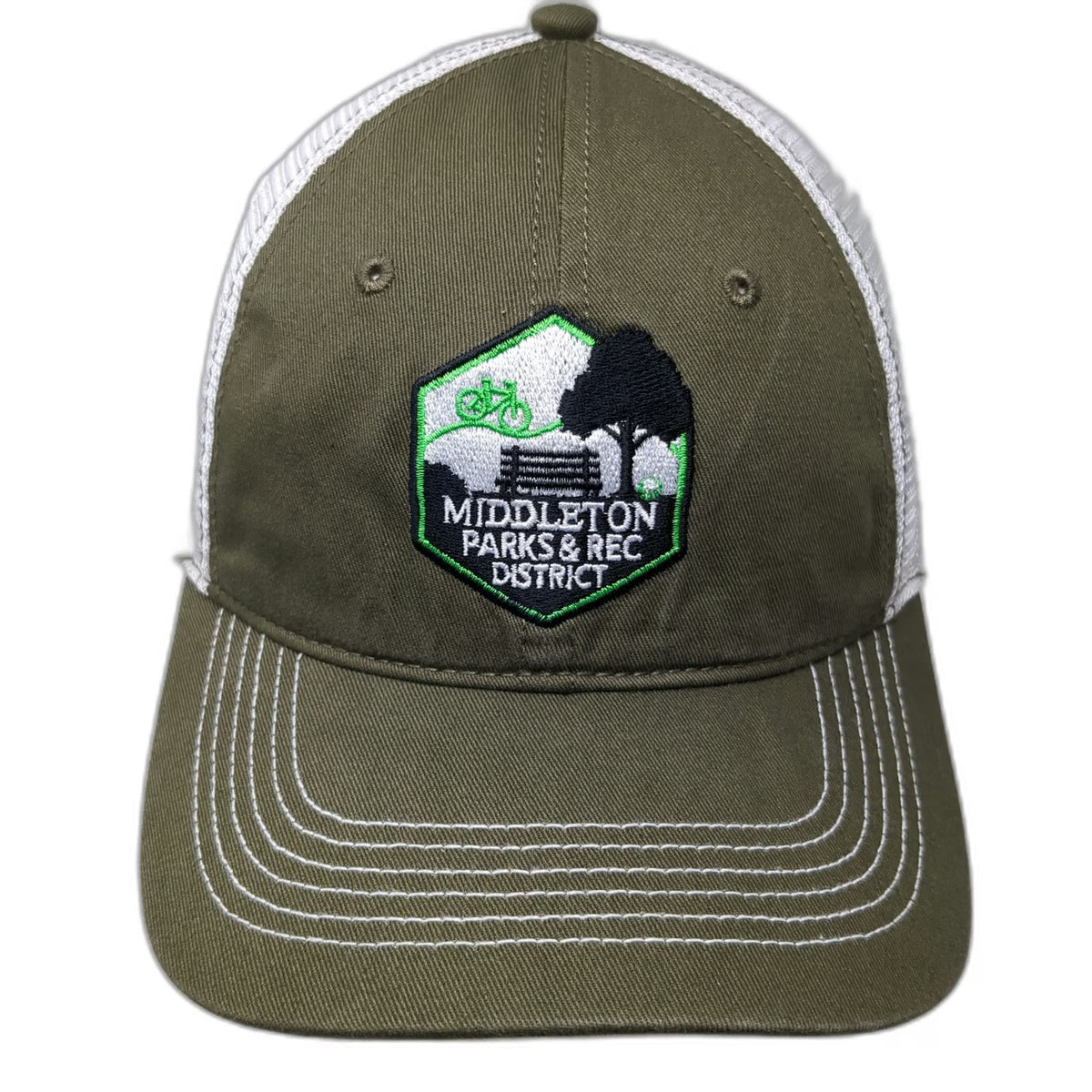 District Baseball Cap Green One Size Middleton Parks & Rec Strapback Mesh Hat