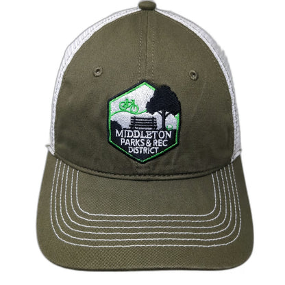 District Baseball Cap Green One Size Middleton Parks & Rec Strapback Mesh Hat