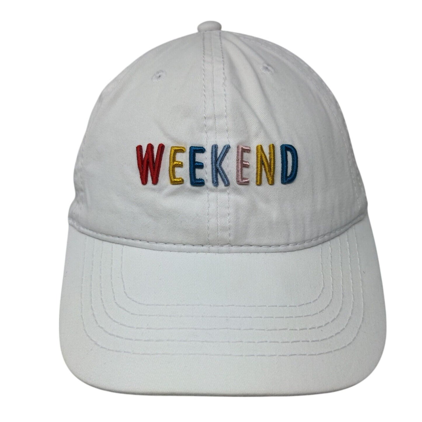 Weekend Slideback Hat White OSFM Adjustable Embroidered Vented Holes 6 Panel