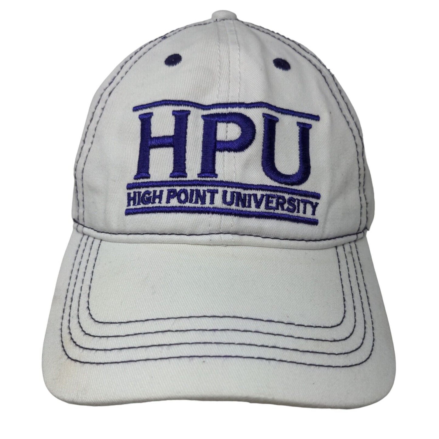 High Point University Men's Slideback Hat White Purple Embroidered Logo