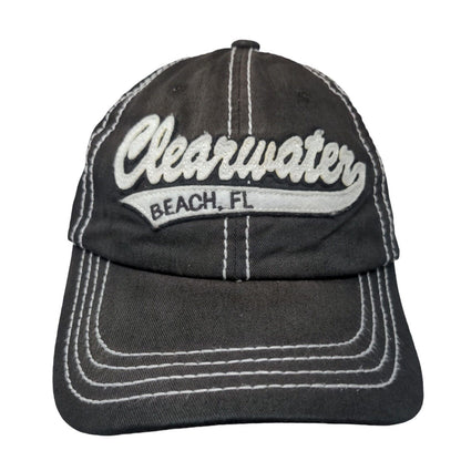 Clearwater Beach FL Strapback Hat Black OSFA Adjustable Embroidered Cotton Wings