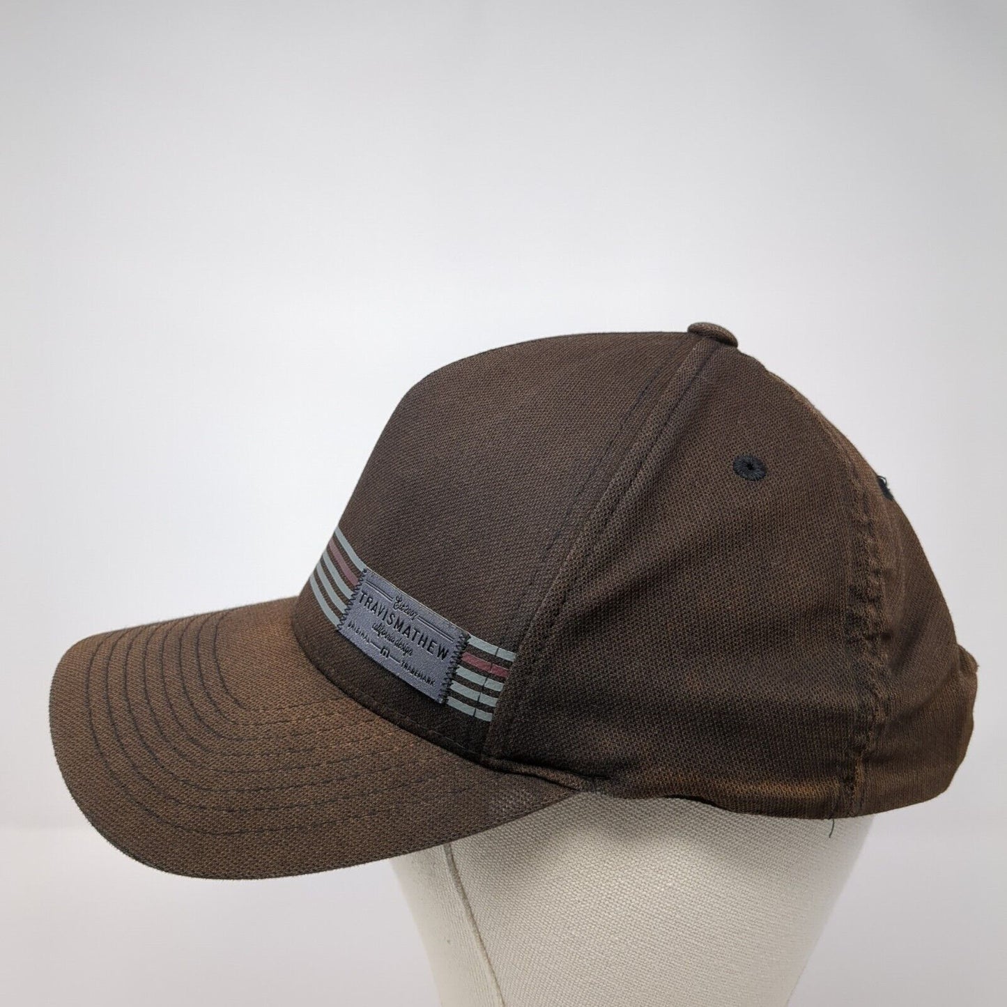 Travis Mathew Snapback Hat Black One Size Striped Flexfit 110 Yupoong