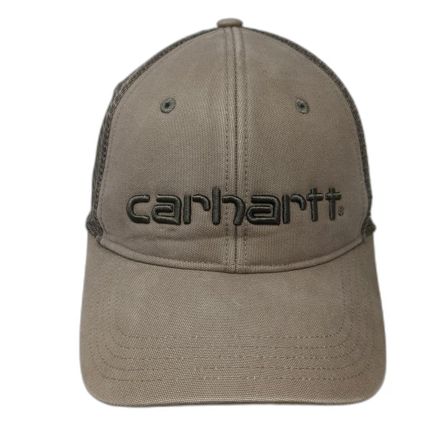 Carhartt Trucker Hat Brown One Size Mesh Back Snapback Embroidered Logo Work Cap
