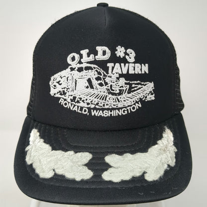 Otto Trucker Hat Black White One Size Old 3 Tavern Ronald WA Scrambled Eggs Brim
