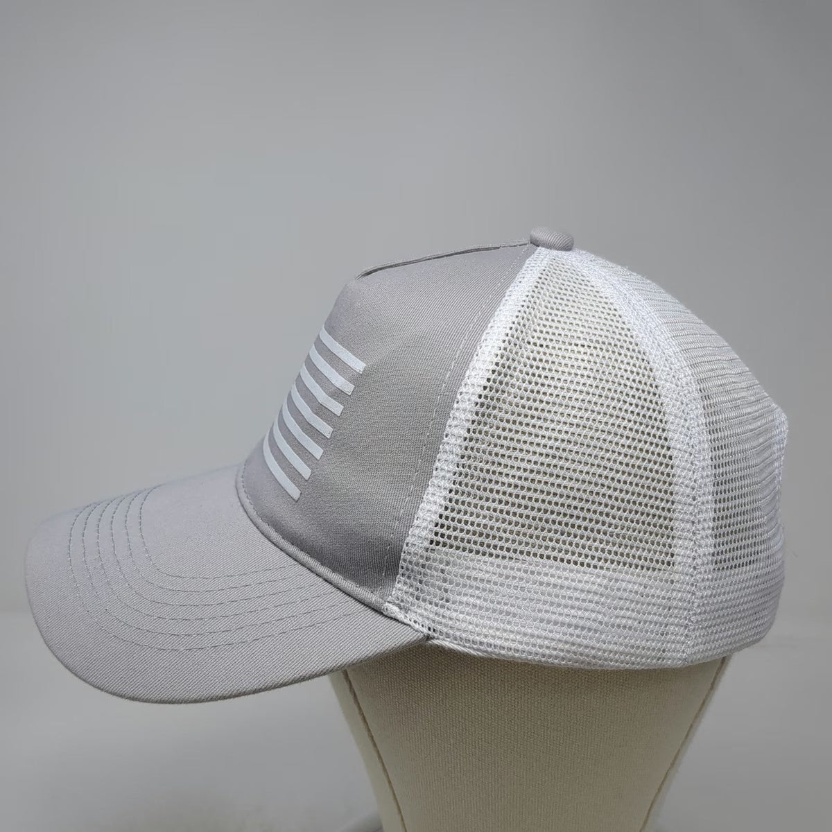 Rong Jun Trucker Hat Gray White One Size American Flag Mesh Snapback Adjustable