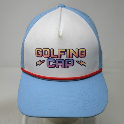 Birdieboss Trucker Hat Blue One Size 5 Panel Snapback Laser Cut Rope Golfing Cap