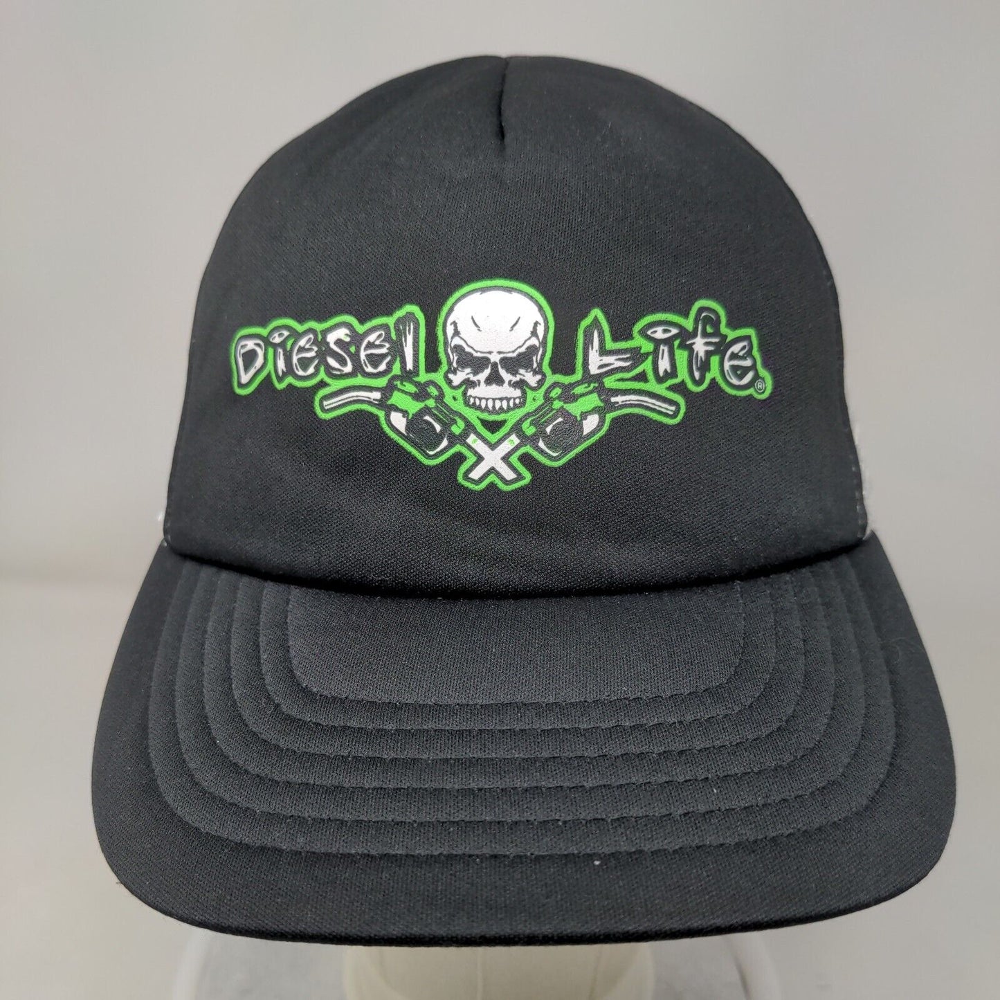 Diesel Life Skull Snapback Mesh Back Trucker Hat Black OSFA Colorblock