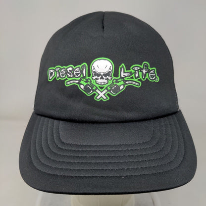 Diesel Life Skull Snapback Mesh Back Trucker Hat Black OSFA Colorblock