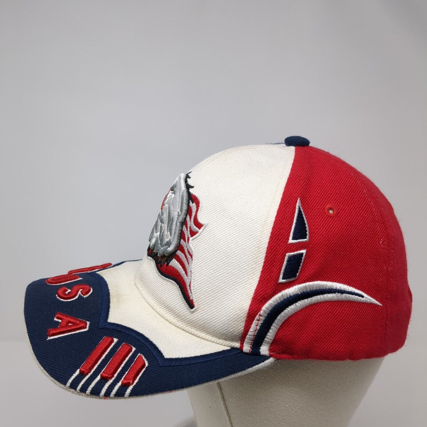 USA Flag Eagle Strapback Hat Multi One Size Adjustable Colorblock
