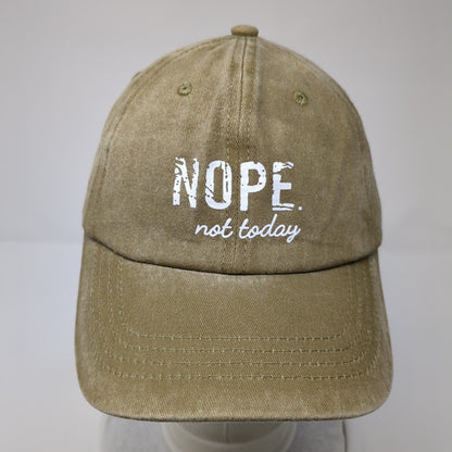 Nope Not Today Slideback Hat Tan One Size Adjustable Vented Holes 6 Panel Cotton