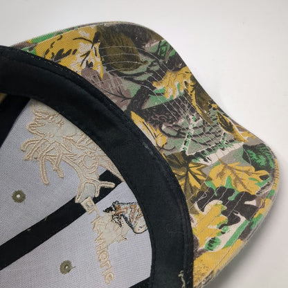 Green Baseball Cap One Size Elk-aholic Hunting Camo Brim Strapback Animal Hat