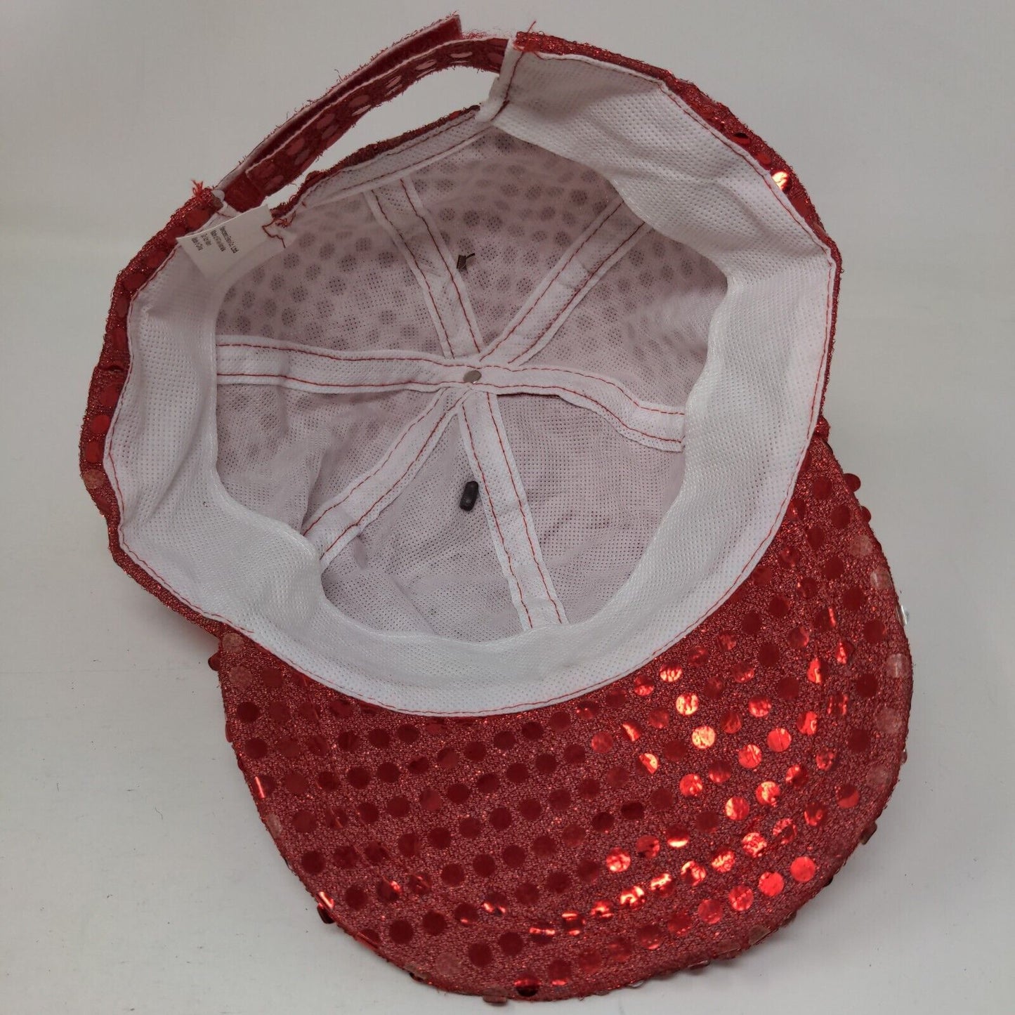 Heart Sequin Sparkle Strapback Hat Red One Size Adjustable 6 Panel