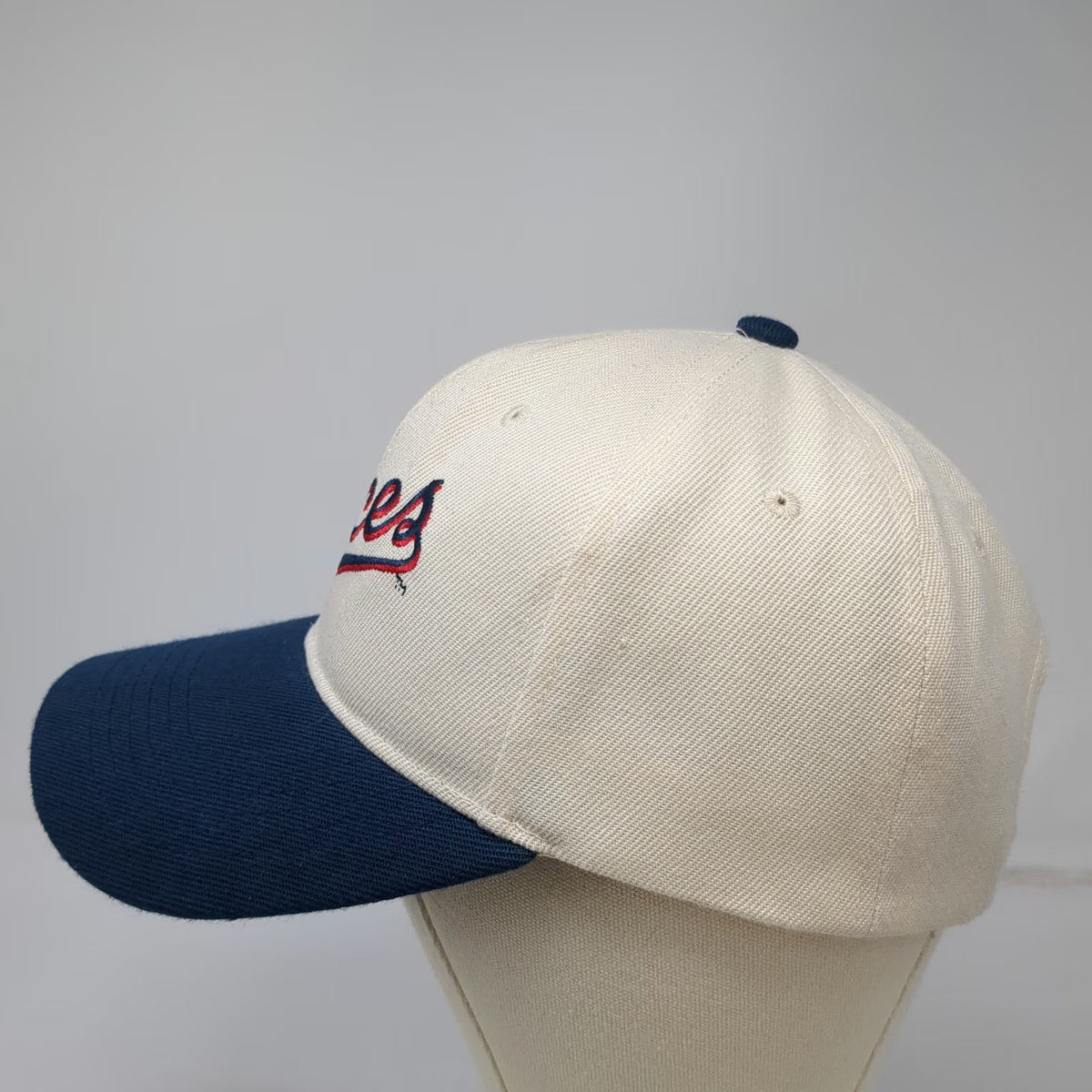 Aces Snapback Hat Beige Blue Red One Size 6 Panel Embroidery Curved Bill Cap