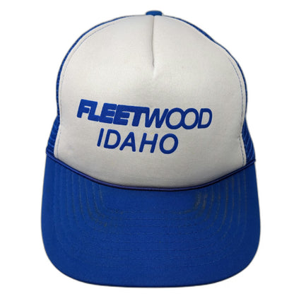 Blue Fleetwood Idaho Trucker Hat One Size Mesh Back Snapback Foam Front Print