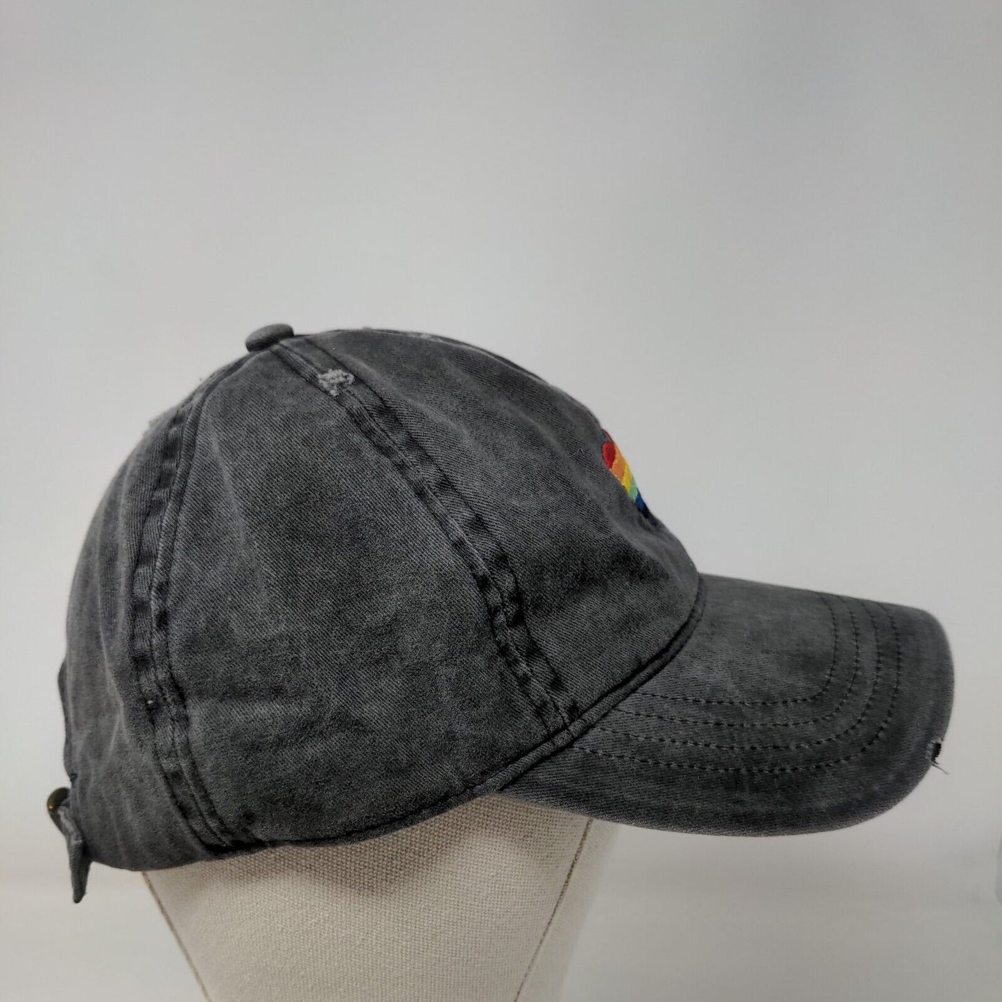 Pride Rainbow Heart Slideback Hat Gray OSFM Embroidered David And Young