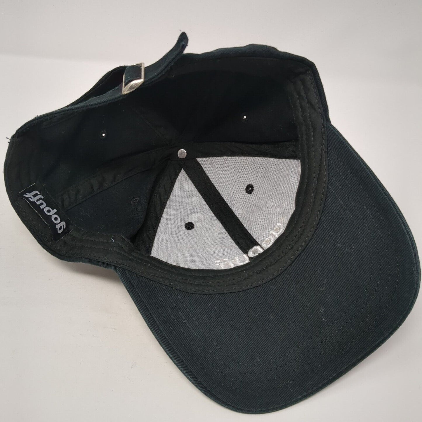 gopuff Slideback Baseball Cap Black One Size Adjustable Embroidered 6 Panel