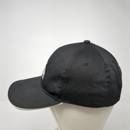 LPA Strapback Hat Black One Size Adjustable Embroidered Vented Holes 6 Panel