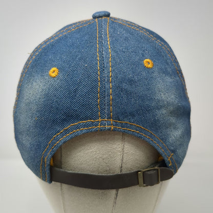 Blue Baseball Cap One Size Hat American Flag Studded Rhinestones Slideback Denim