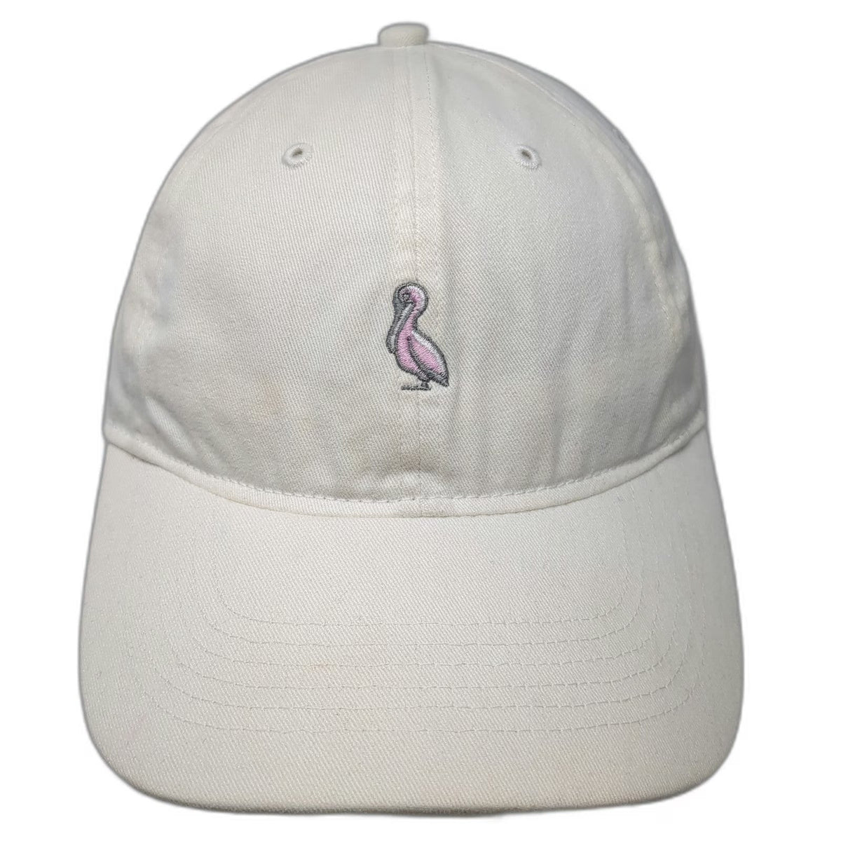 Pelican Coast Baseball Cap White One Size Logo Embroidered Slideback Cotton hat