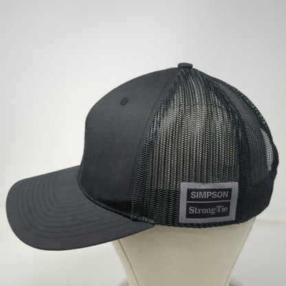 Richardson Trucker Hat Black L Mesh Snapback Simpson Strong-Tie Side Patch Logo