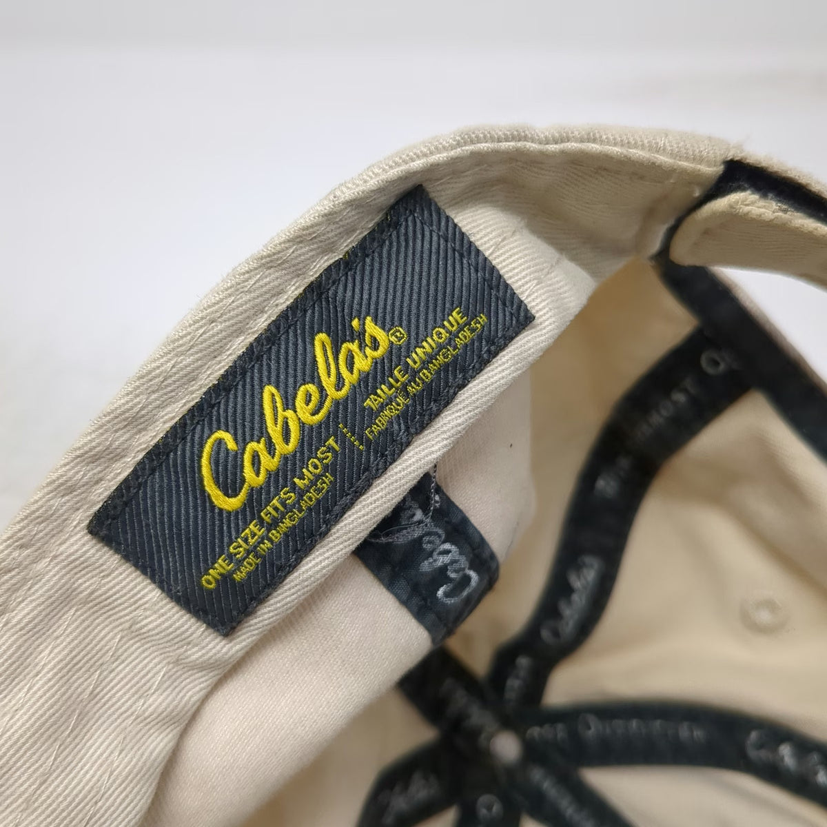 Cabela's Baseball Cap Beige One Size Distressed Embroidered Logo Strapback Hat