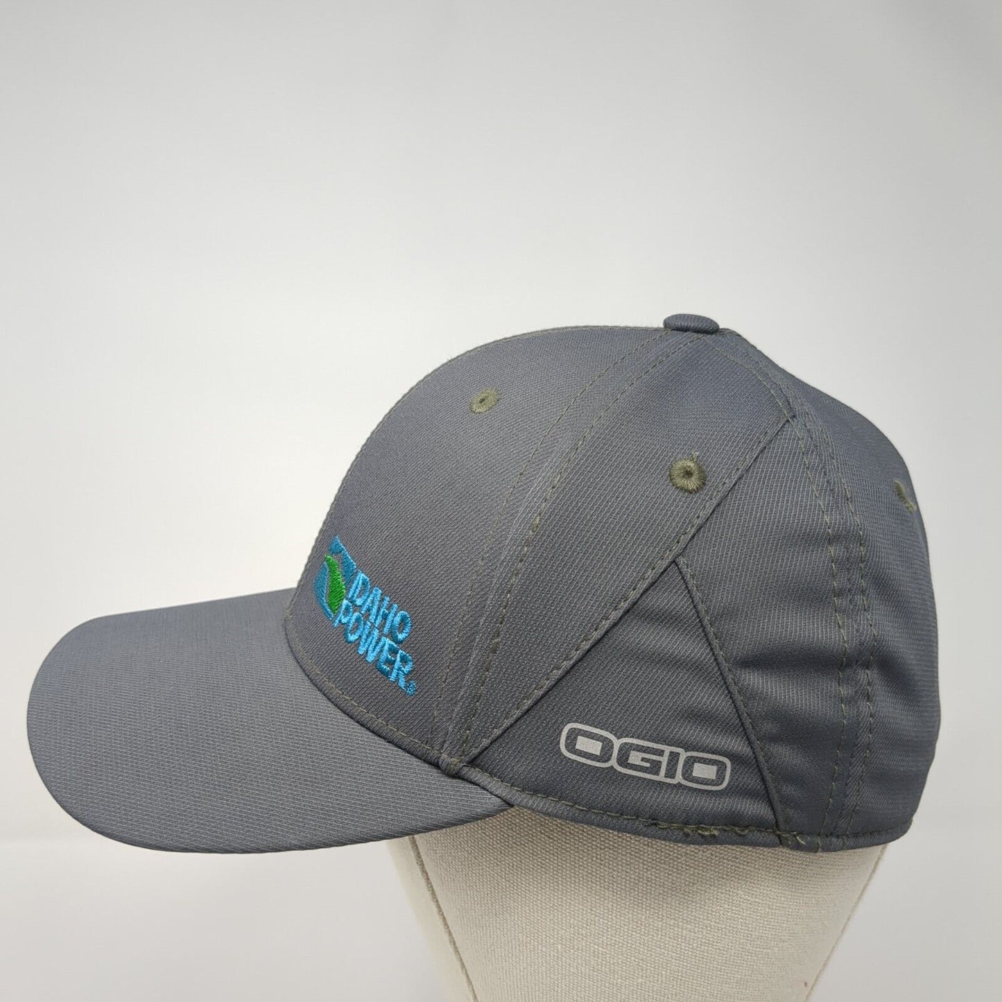Idaho Power Fitted Hat Gray L/XL Embroidered Vented Holes 6 Panel Ogio Endurance
