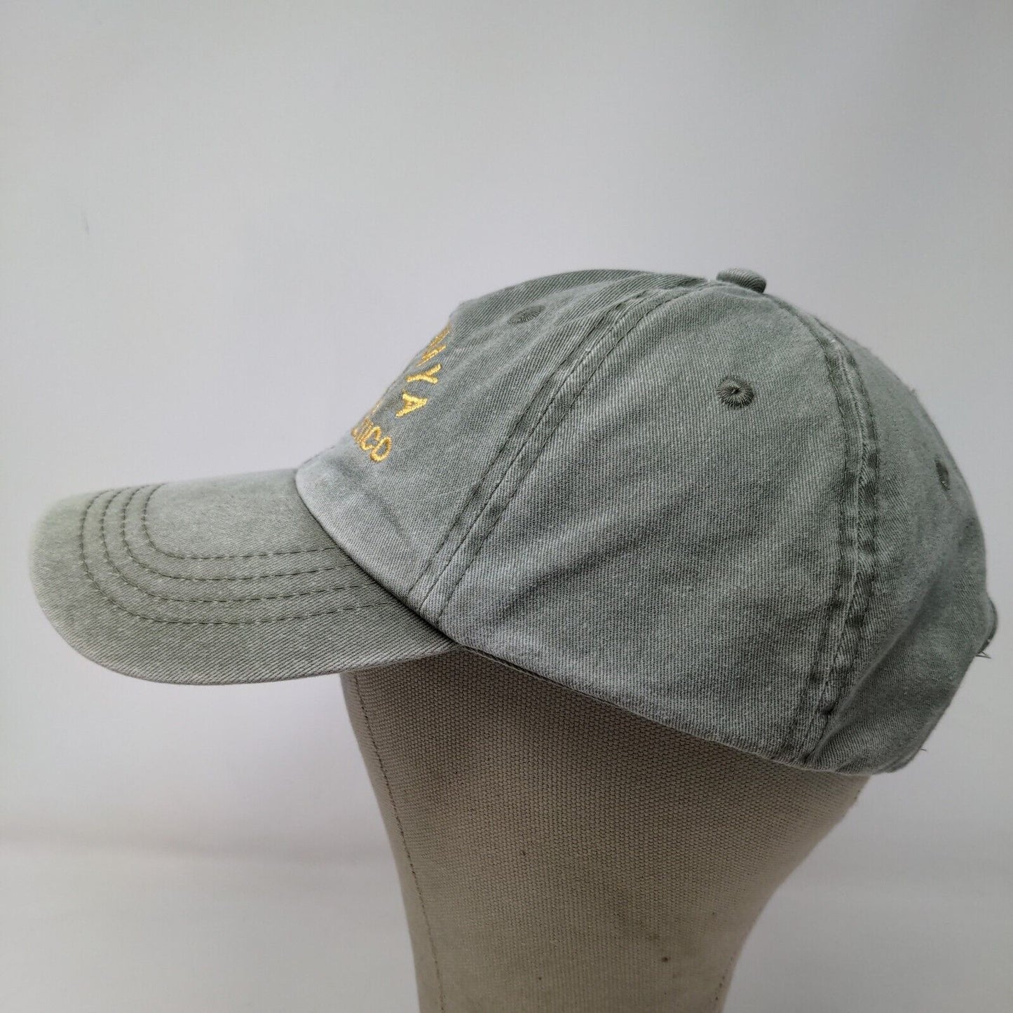 Mundo Maya Men's Strapback Hat Adjustable Green Embroidered Yucatan Mexico