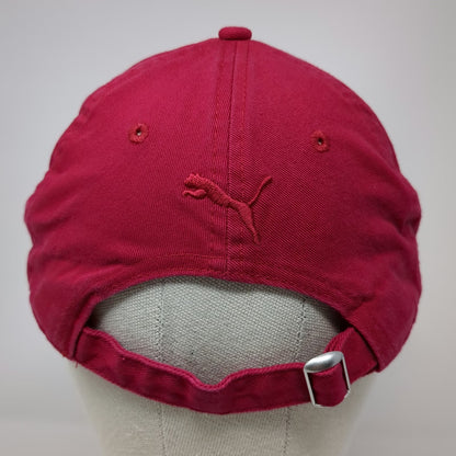 Puma Baseball Cap Red One Size Raised Embroidery Slideback Logo Hat Cotton