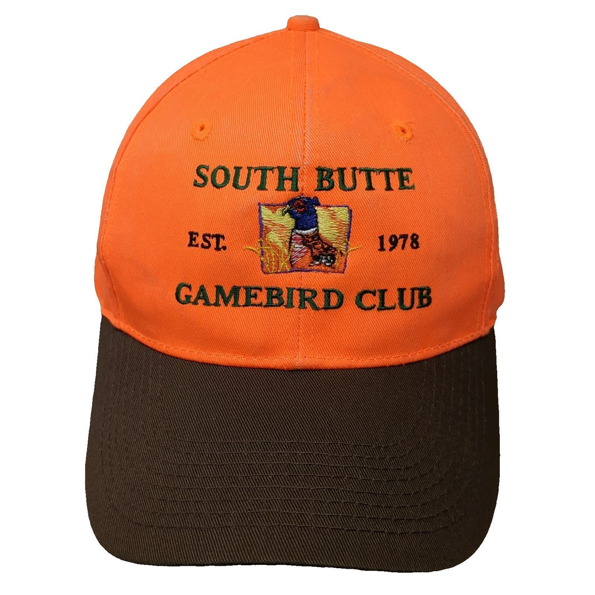 Otto Snapback Hat Orange OSFM South Butte Gamebird Club Pheasant Hunting Bill