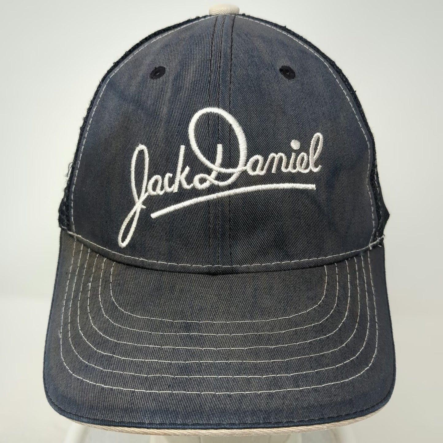 Jack Daniel's Trucker Hat Blue One Size Mesh Back Snapback Embroidered Logo